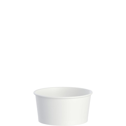 Solo® Food Container Base 6 OZ Double Sided Poly Paper (DSP) White Squat 50 Count/Pack 20 Packs/Case 1000 Count/Case