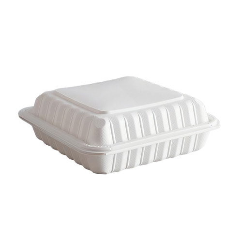 Victoria Bay Take-Out Container Hinged 8X8X3 IN MFPP White Square 44GM 100 Count/Pack 2 Packs/Case 200 Count/Case