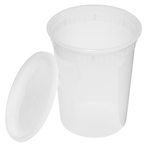 Victoria Bay Deli Container Base & Lid Combo 32 OZ PP Clear Round Heavy Duty 240/Case