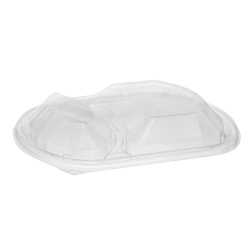 Lid Dome Large (LG) 9.375X8X1.25 IN 2 Compartment OPS Clear Oval For Tray Unhinged Anti-Fog Leak Resistant 250/Case