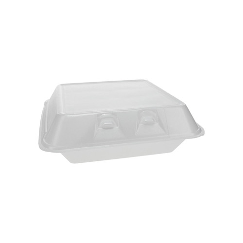 Take-Out Container Hinged With Dome Lid 9X9.1X3.3 IN Polystyrene Foam White Square 150/Case