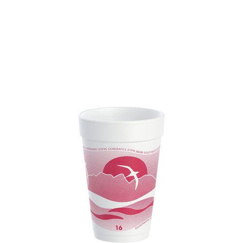 Dart® J Cup® Cup Insulated 16 OZ EPS Red White Horizon® 25 Count/Pack 40 Packs/Case 1000 Count/Case