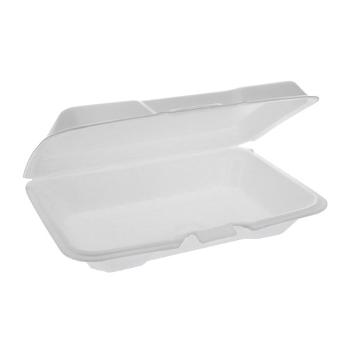 Take-Out Container Hinged With Dome Lid 9.2X6.5X1.3 IN Polystyrene Foam White Rectangle 150/Case
