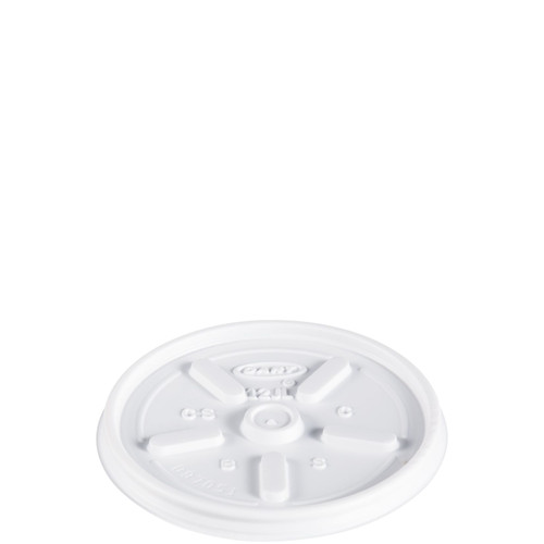 Dart® Lid Flat 3.6X0.3 IN HIPS White For 6-12 OZ Cup Vented 100 Count/Pack 10 Packs/Case 1000 Count/Case