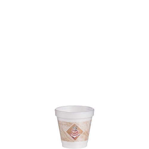 Dart® ThermoGlaze® Cup 4 OZ EPS Multicolor Café G Stock Print Leak Resistant 50 Count/Bag 20 Bags/Case 1000 Count/Case