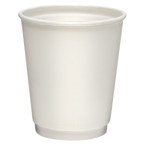 Hot Cup 8 OZ Double Wall Poly-Coated Paper White Round 728/Case