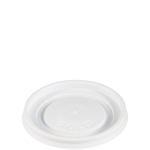 Solo® Lid Flat 2.999X0.311 IN PS White For 6 OZ Hot Cup No Hole Vented 100 Count/Pack 10 Packs/Case 1000 Count/Case