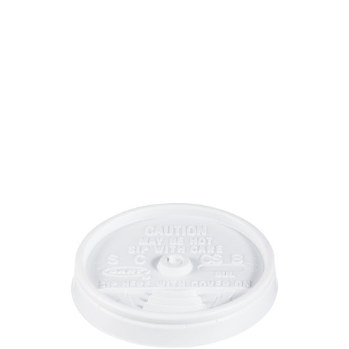 Dart® Lid Flat 3.32X0.5 IN HIPS White For 8 OZ Hot Cup Sip Through 100 Count/Pack 10 Packs/Case 1000 Count/Case