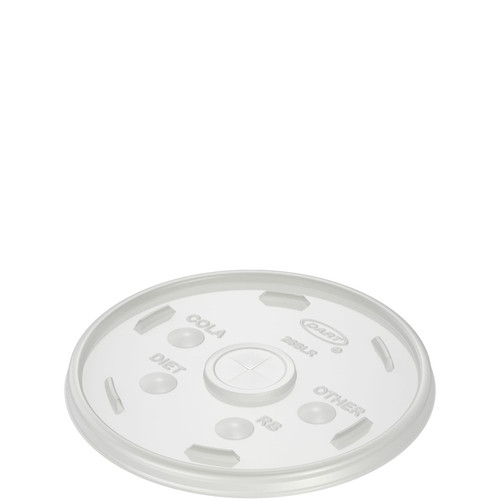Dart® Lid Flat 3.85X0.28 IN HIPS Translucent For 26 OZ Cold Foam Cup Identification Slotted 100 Count/Pack 10 Packs/Case