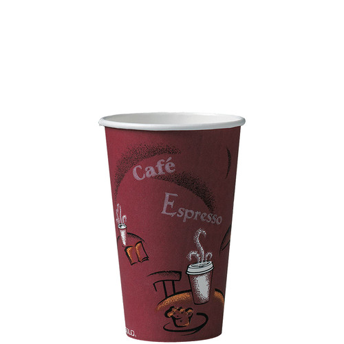 Solo® Hot Cup 16 OZ SSP Multicolor Bistro® 50 Count/Pack 20 Packs/Case 1000 Count/Case
