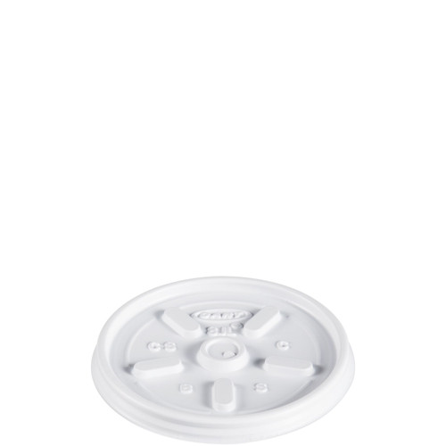 Dart® 8 Series Lid Flat 3.3X0.3 IN HIPS White For 8 OZ Cup Vented 100 Count/Pack 10 Packs/Case 1000 Count/Case