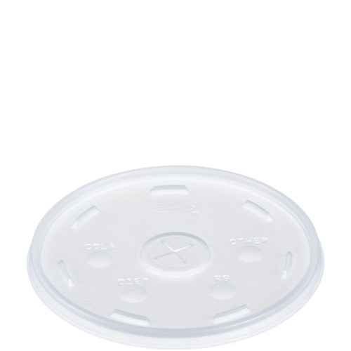 Dart® Lid Flat HIPS Translucent For 8-60 OZ Cold Cup Identification With Hole 100 Count/Bag 5 Bags/Case 500 Count/Case