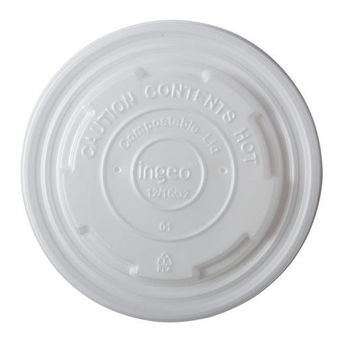 PrimeWare® Lid CPLA White For 12-32 OZ Cup Freezer Safe 50 Count/Pack 10 Packs/Case 500 Count/Case