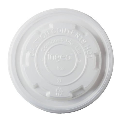 PrimeWare® Lid CPLA White For 8 OZ PLA Cup Freezer Safe 50 Count/Pack 20 Packs/Case 1000 Count/Case