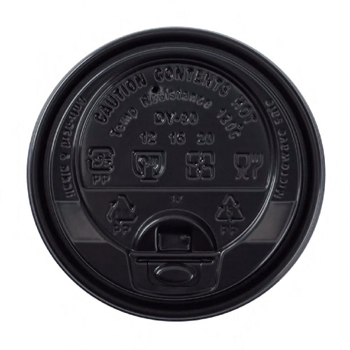 Lid Black For 12-24 OZ Hot Cup 1000/Case