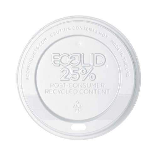 Ecolid® Lid Flat RPET White For Hot Cup Sip Through 1000/Case
