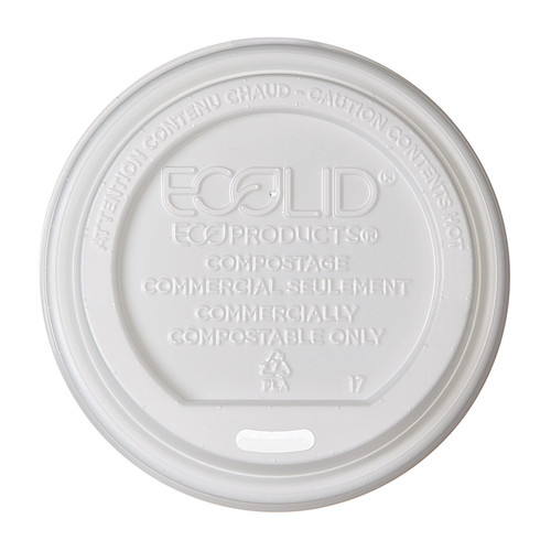 World Art Lid Flat PLA White For 10-20 OZ Hot Cup Sip Through 800/Case