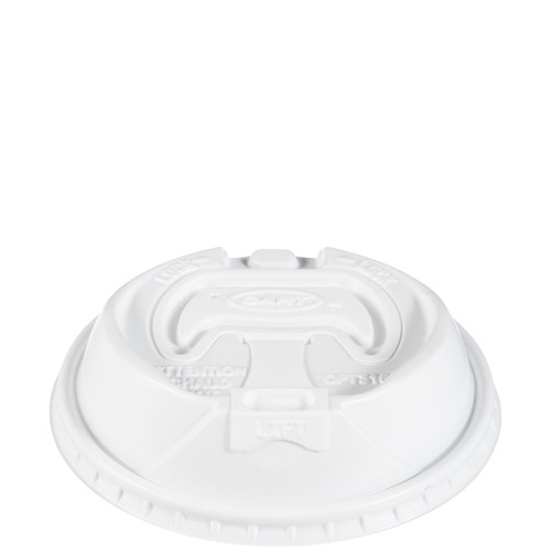 Dart® Optima® Lid Dome 3.66X0.97 IN PS White For 10-24 OZ Cup Reclosable Tab Sip Through 100 Count/Pack 10 Packs/Case