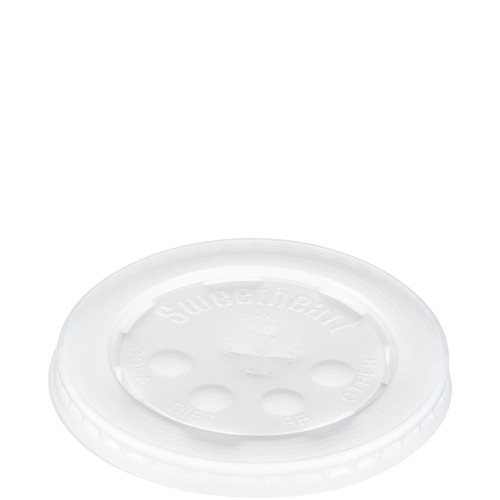 Solo® Lid Flat 3.639X0.469 IN HIPS Translucent For 12-24 OZ Cup Identification With Hole 125 Count/Pack 16 Packs/Case