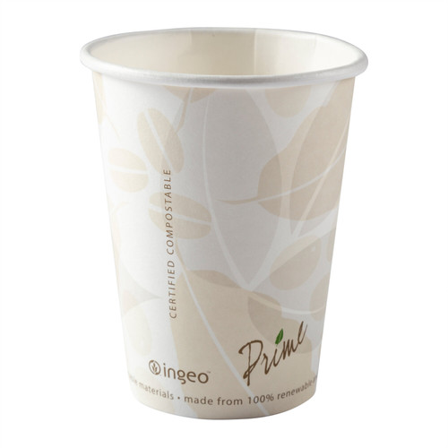PrimeWare® Cup 12 OZ Paperboard PLA White Light Brown Lined 50 Count/Pack 20 Packs/Case 1000 Count/Case