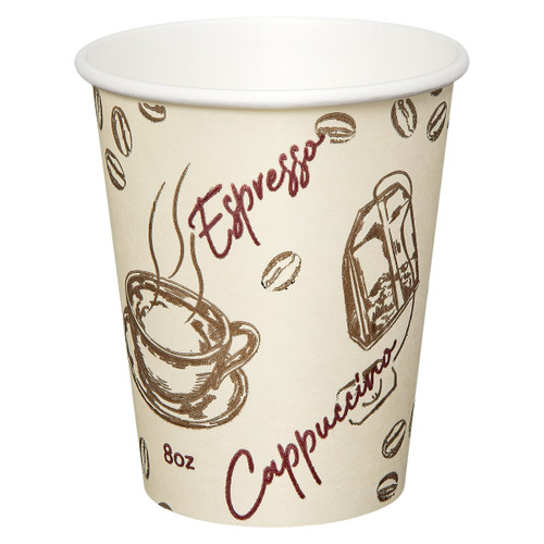 Victoria Bay Hot Cup 8 OZ Paper Serenity II 80MM 50 Count/Pack 20 Packs/Case 1000 Count/Case