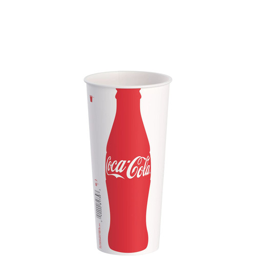 Solo® Cold Cup 24 FLOZ Double Sided Poly Paper (DSP) White Red Coca-Cola® 50 Count/Pack 20 Packs/Case 1000 Count/Case