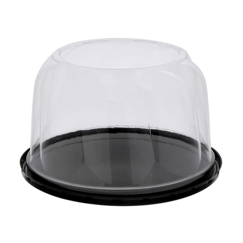Cake Container & Lid Combo With Dome Lid 6.83X4 IN PET Black Clear Round Swirl 200/Case