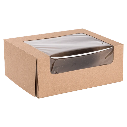 Donut Box 12 CT 10X8X4 IN Kraft Waterfall With Window 100/Case