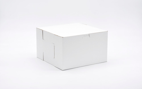Easy Lock Cake Box 10X10X6 IN SUS Paperboard CRB White Square Lock Corner 1-Piece 100/Bundle