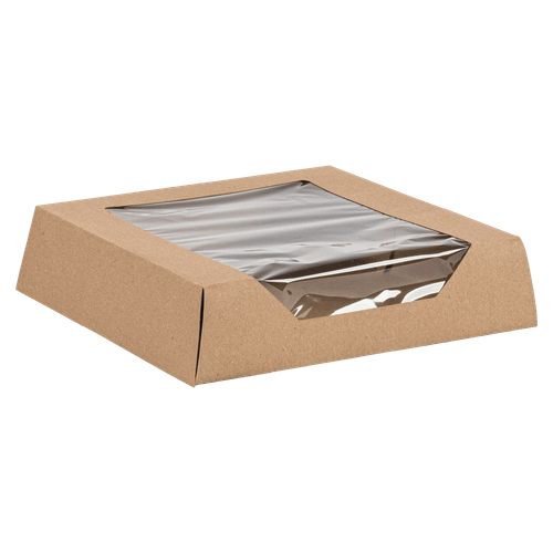 VISIONS Bakery Box 10.43X10.43X2.5 IN Paperboard PET Kraft With Window 100/Case