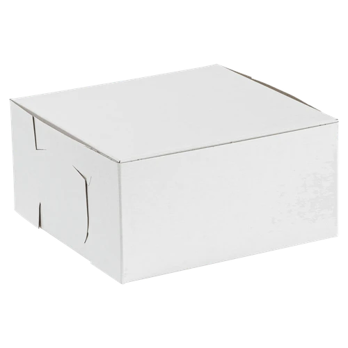 Bakery Box 6X6X3 IN White Brown Lock Corner 1-Piece 250/Bundle