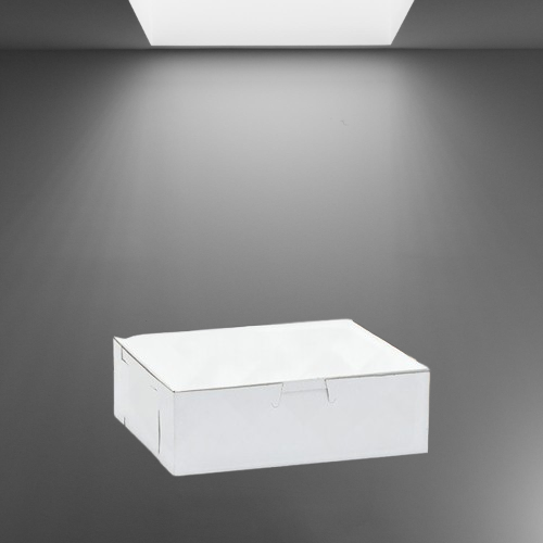 Easy Lock Cake Box 7X6X2.25 IN SUS Paperboard CRB White Rectangle Lock Corner 1-Piece 250/Bundle