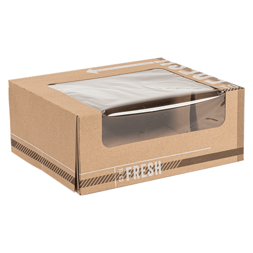 TO GO FRESH™ Donut Box 10X8X4 IN Kraft Waterfall With Window 100/Case