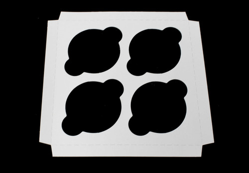 Cupcake Insert Jumbo 7.9375X7.9375X0.625 IN 4 Compartment Cardboard White Kraft 100/Case