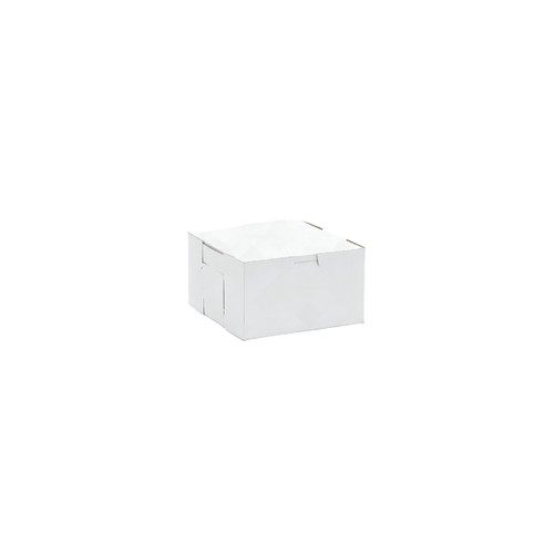 Easy Lock Cake Box 7X7X4 IN SUS Paperboard CRB White Square Lock Corner 1-Piece 250/Bundle