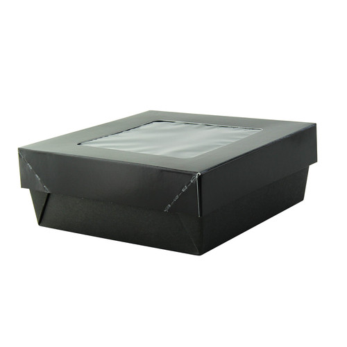 Bakery Box With PET Lid 24 OZ 5.3X5.3X2 IN Corrugated Cardboard Black 25 Count/Pack 4 Packs/Case 100 Count/Case
