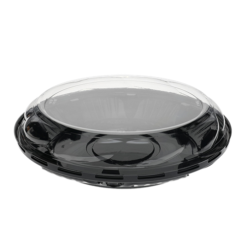 Pie Container & Lid Combo With Dome Lid 9X1.5 IN PET Black Clear Swirl 100/Case