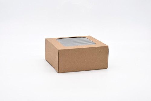 Bakery Box Paperboard Kraft 4 Corner Window Auto-Lock Bottom 150/Bundle