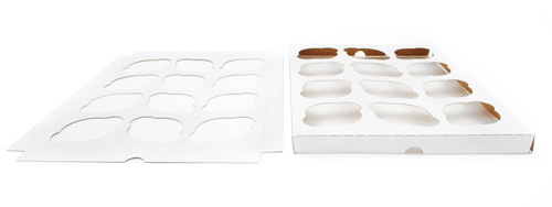 Cupcake Container Insert 14X10X1 IN 12 Compartment Clay-Coated Kraft Board White Kraft Rectangle 200/Case