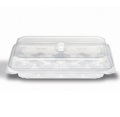 Crystal Seal® Mini Muffin Container & Lid Combo 7.81X7.63X3.22 IN 12 Compartment PET Clear 200/Case