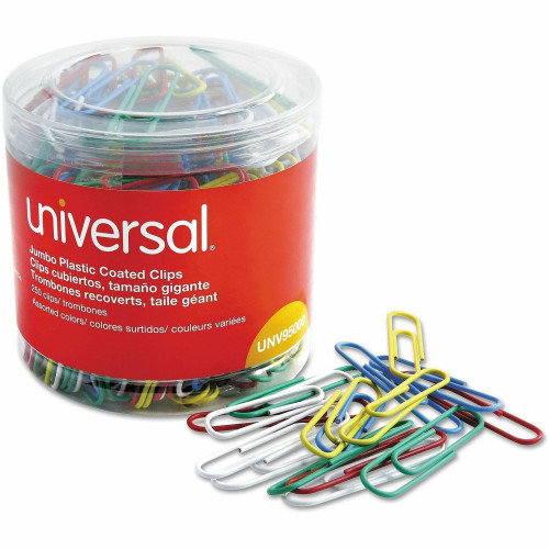 Paper Clip Jumbo 2X0.5 IN Assorted Powder Coated Steel 250 Count/Pack