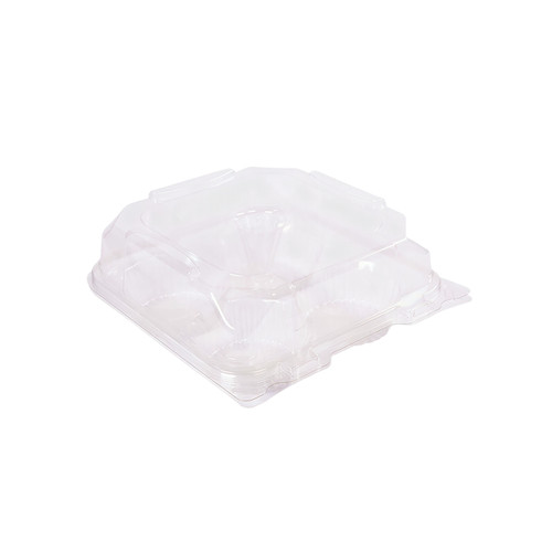 Muffin Hinged Container 4 Compartment PET Clear 150/Case