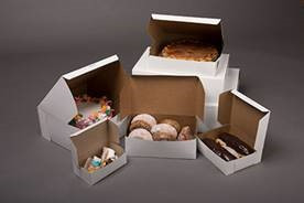 Easy Lock Cake Box 6X6X6 IN SUS Paperboard CRB White Square Lock Corner 1-Piece 100/Bundle