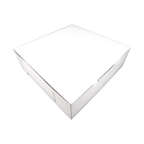 Bakery Box 14X14X6 IN Clay-Coated Kraft Board White Kraft Square Lock Corner Tuck Top 50/Case