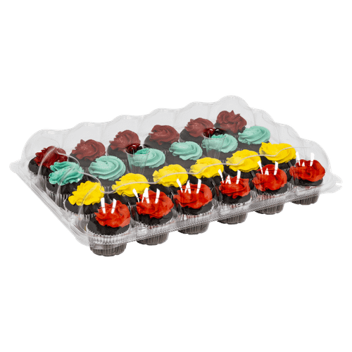 Cupcake Hinged Container With Dome Lid 24 CT 18X12.5X3.7 IN PET Clear 50/Case