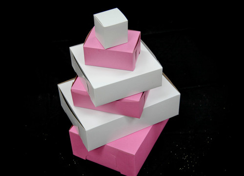 Bakery Box 9X9X3 IN Pink Square 100/Case