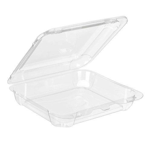 Essentials Loaf Cake Slice Container 73.4 OZ 8.375X7.9375X2.5625 IN RPET Clear Rectangle Full Shelf 160/Case
