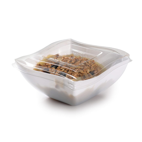 Wavetrends Lid Flat PET Clear Square For 16 OZ Bowl 100/Case