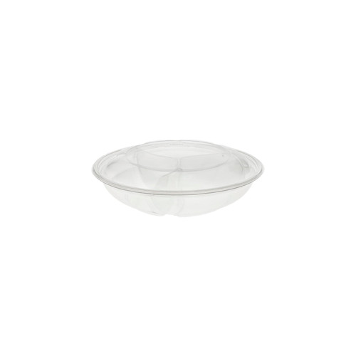 Bowl & Lid Combo 40 OZ 3 Compartment PET Clear Swirl Design 100/Case
