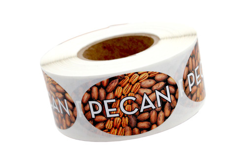 Pecan Bakery Flavor Label 1.25X2 IN Oval 4 Color Process 500 Count/Roll 5 Rolls/Sleeve